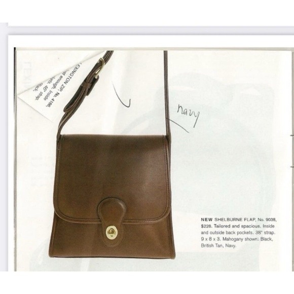 Vtg Coach Shelburne Flap Bag Glovetanned Leather 9038 Navy 1998 NEW WITH TAGS - Picture 11 of 12